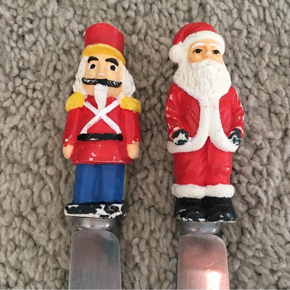 Vintage Festive Holiday Santa Claus and Nutcracker Spreaders- Set of 2 - Picture 2 of 9
